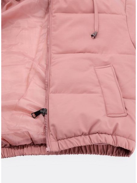 Dámská krátká zimní bunda pudrová