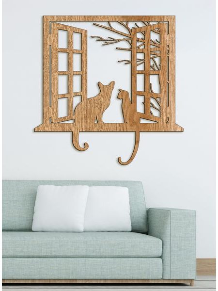 Drevená dekorácia mačky
