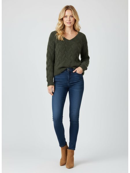 Dámský véčkový svetr lesklý tmavě zelený