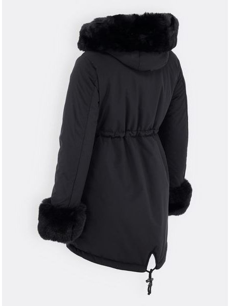 Dámská zimní bunda s kožešinou černá