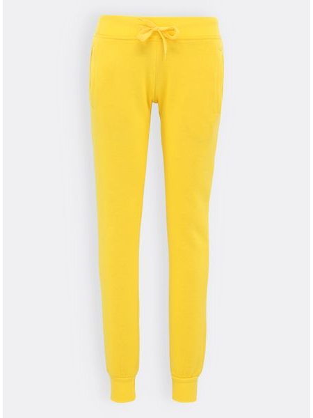 Dámske tepláky bez potlače žlté