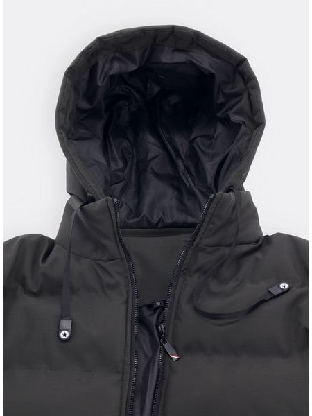 Pánska zimná bunda s kapucňou tmavozelená