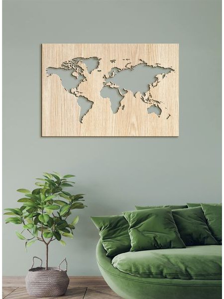 Dřevěné nástěnné umění Mapa světa