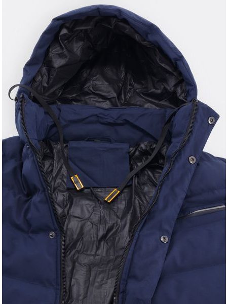 Pánska zimná bunda s kapucňou tmavomodrá
