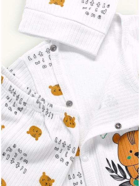 Dojčenské rebrované pyžamo TIGRÍK biele