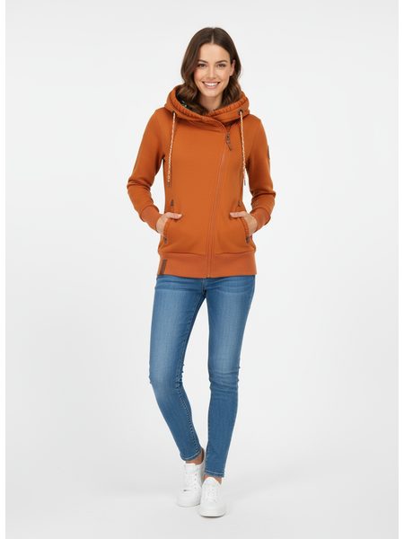 Dámska mikina s aplikáciami tehlová