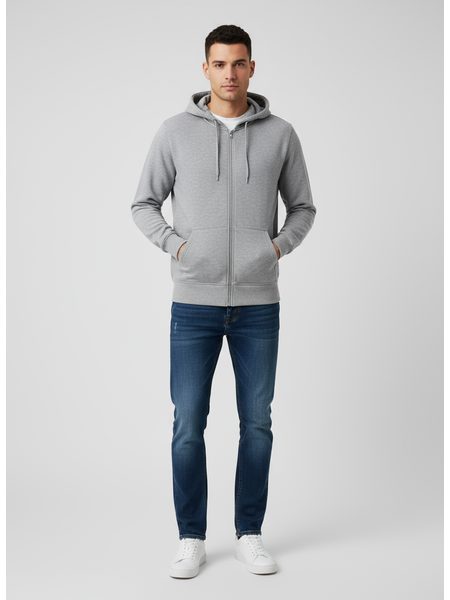 Pánska mikina s kapucňou bez potlače sivá