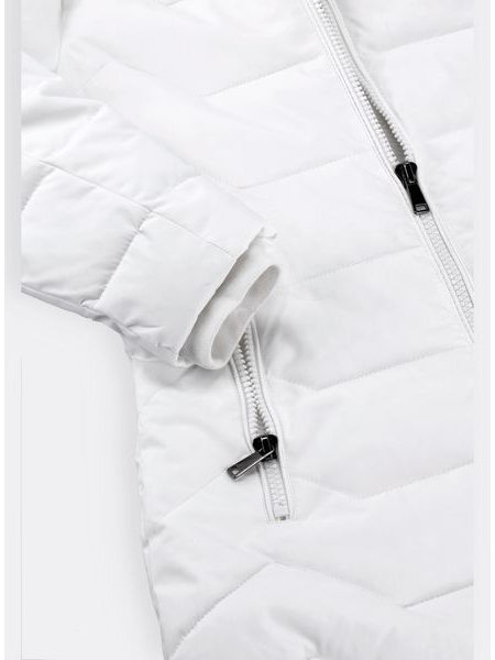 Dámska prešívaná bunda s kapucňou biela