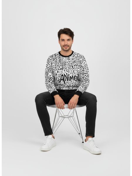 Pánska mikina s potlačou čierno-biela
