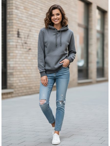 Dámska mikina s kapucňou grafitová