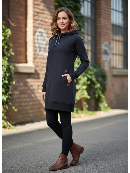 Dámská prodloužená mikina s kapucí černá