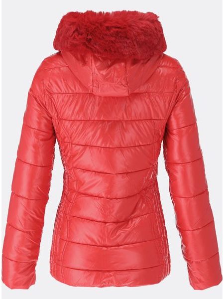 Dámska zimná bunda lesklá červená