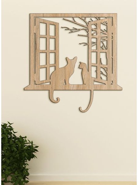 Drevená dekorácia mačky