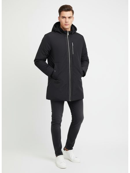 Pánská prodloužená zimní bunda černá