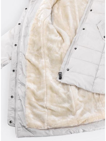 Dámská prošívaná zimní bunda s páskem bílá