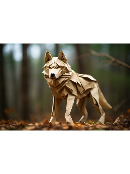 Obraz na stenu vlk origami