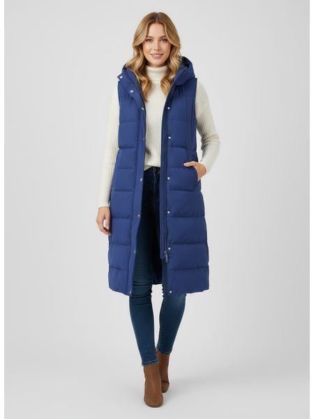 Dámska vesta s kapucňou tmavomodrá