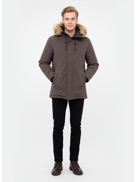 Pánská zimní bunda hnědá šedá