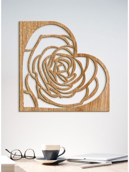 Drevená dekorácia na stenu ROSE