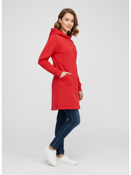 Červená predĺžená dámska mikina