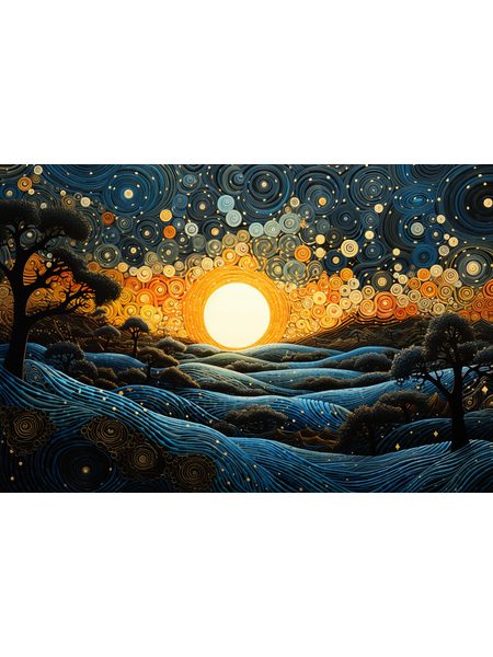 Obraz na stenu umelecké stvárnenie západu slnka