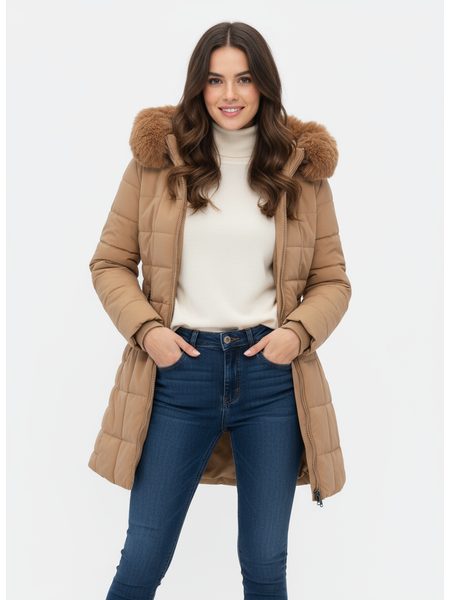 Dámska prešívaná bunda béžová
