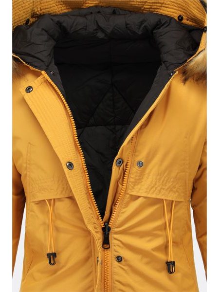 Dámska zimná obojstranná bunda žltá/ čierna