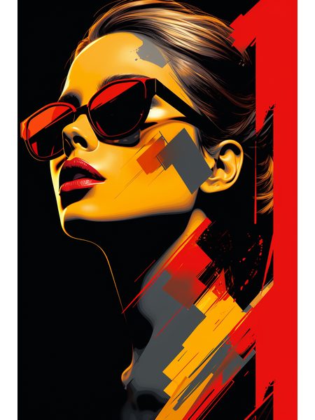 Žena v okuliaroch - pop-art portrét