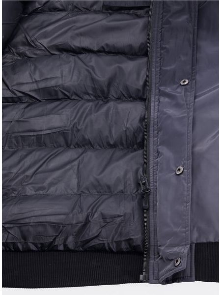 Pánska zimná bunda s kožušinou čierno-grafitová