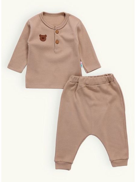 Dojčenské rebrované pyžamo béžové