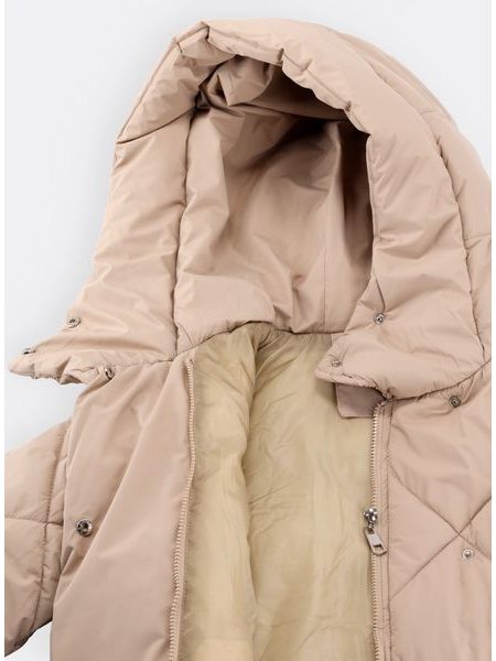 Dámska prešívaná bunda s kapucňou béžová