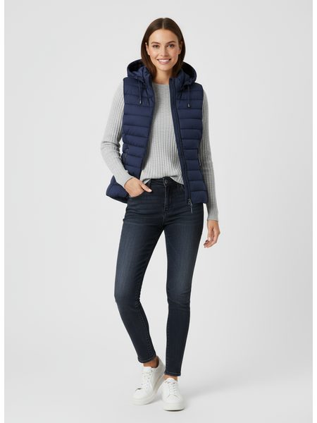 Dámská krátká prošívaná vesta tmavě modrá