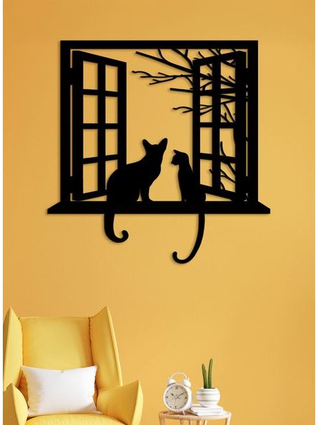 Drevená dekorácia mačky