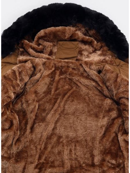 Dámska prešívaná zimná bunda s opaskom hnedá