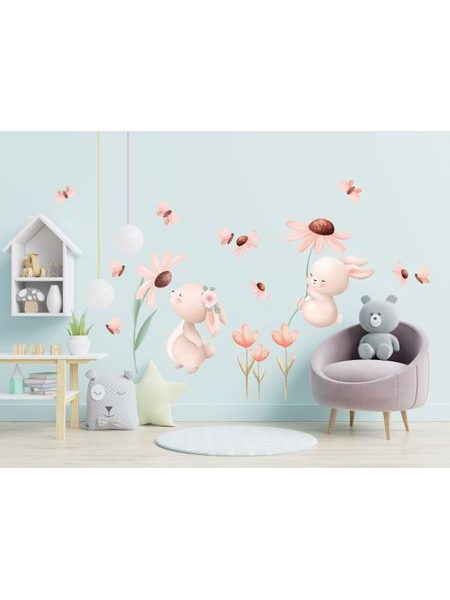 Zajíčci s květinami