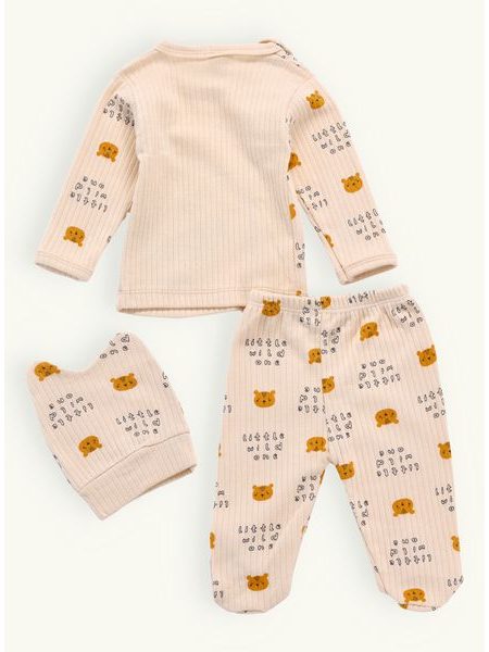 Dojčenské rebrované pyžamo TIGRÍK krémové