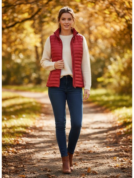 Dámská prošívaná vesta vínová