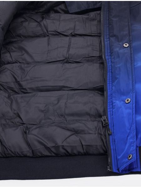 Pánska zimná bunda s kožušinou čierno-modrá