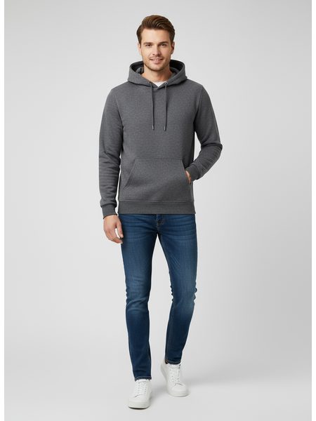Pánská mikina s kapucí a klokaní kapsou grafitová