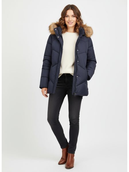 Dámská krátká prošívaná bunda tmavě modrá