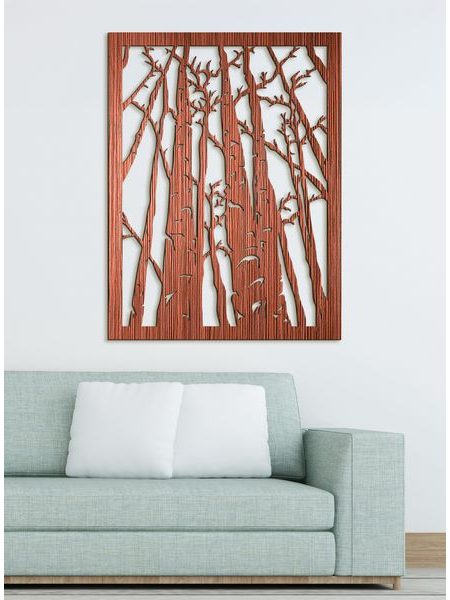 Drevený obraz na stenu silueta lesa