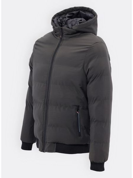 Pánska zimná bunda s kapucňou tmavozelená