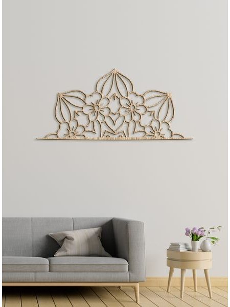 Dřevěná mandala půlkruh CROWN