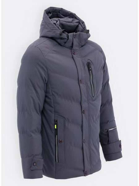 Pánska zimná bunda s kapucňou sivá