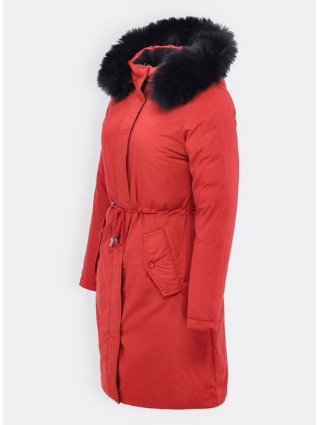 Dámska obojstranná bunda červeno-čierna