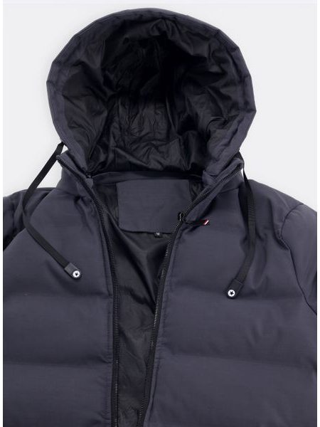 Pánska zimná bunda s kapucňou grafitová