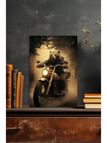 Medveď na motorke