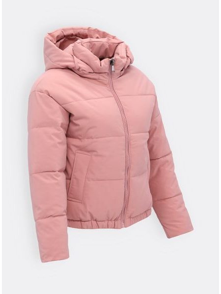 Dámská krátká zimní bunda pudrová