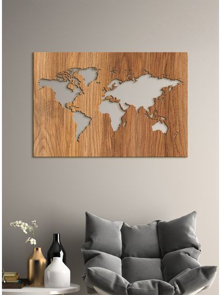 Dřevěné nástěnné umění Mapa světa