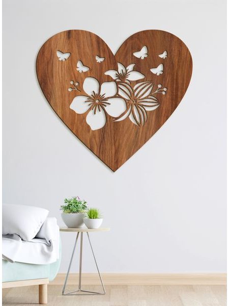 Drevený obraz Srdce plné motýľov